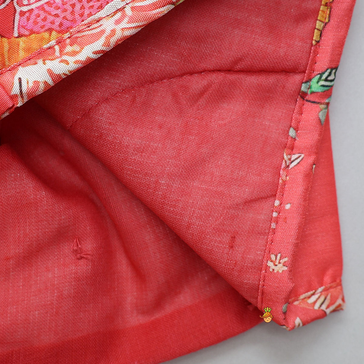 Pre Order: V Neck Top And Printed Lehenga With Hair Band