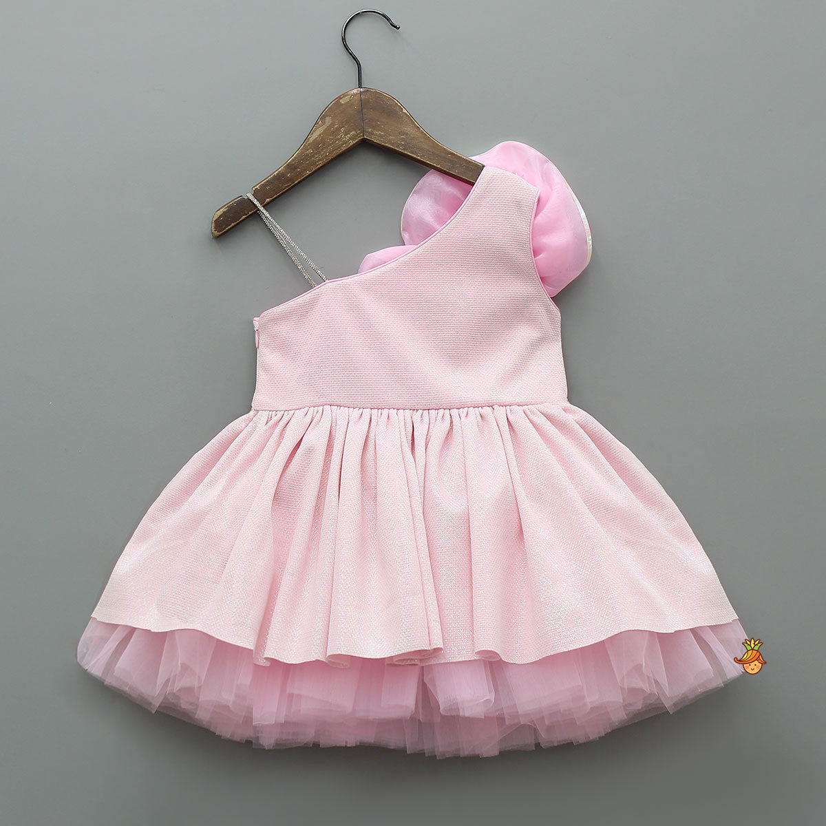 Pre Order: Flower Adorned One Shoulder Dress With Matching Hairband