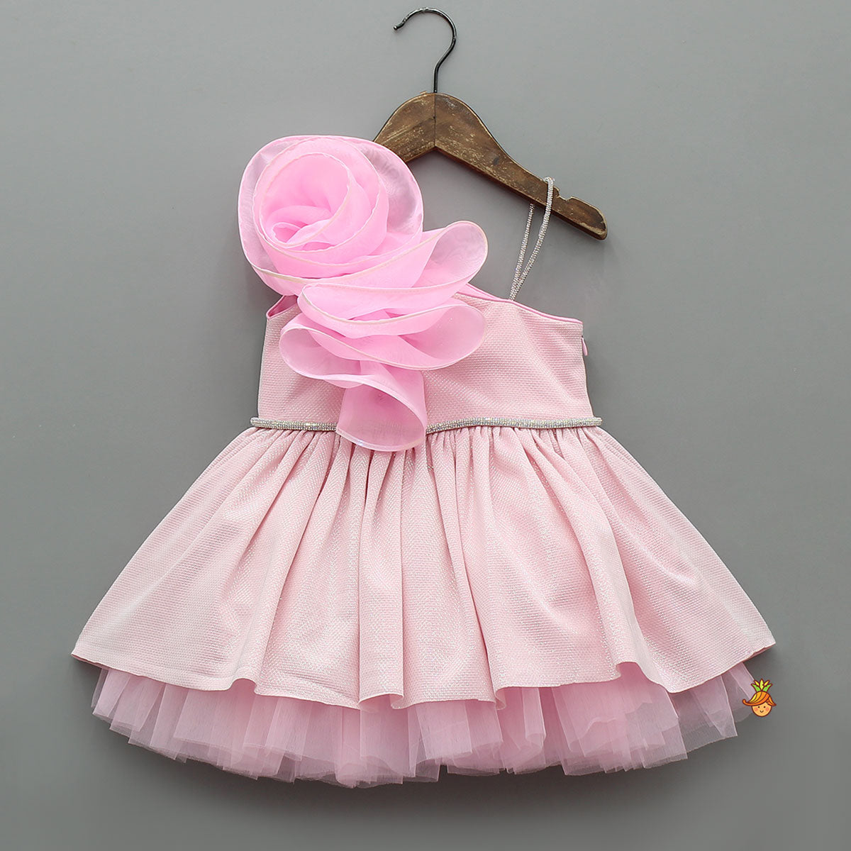 Pre Order: Flower Adorned One Shoulder Dress With Matching Hairband