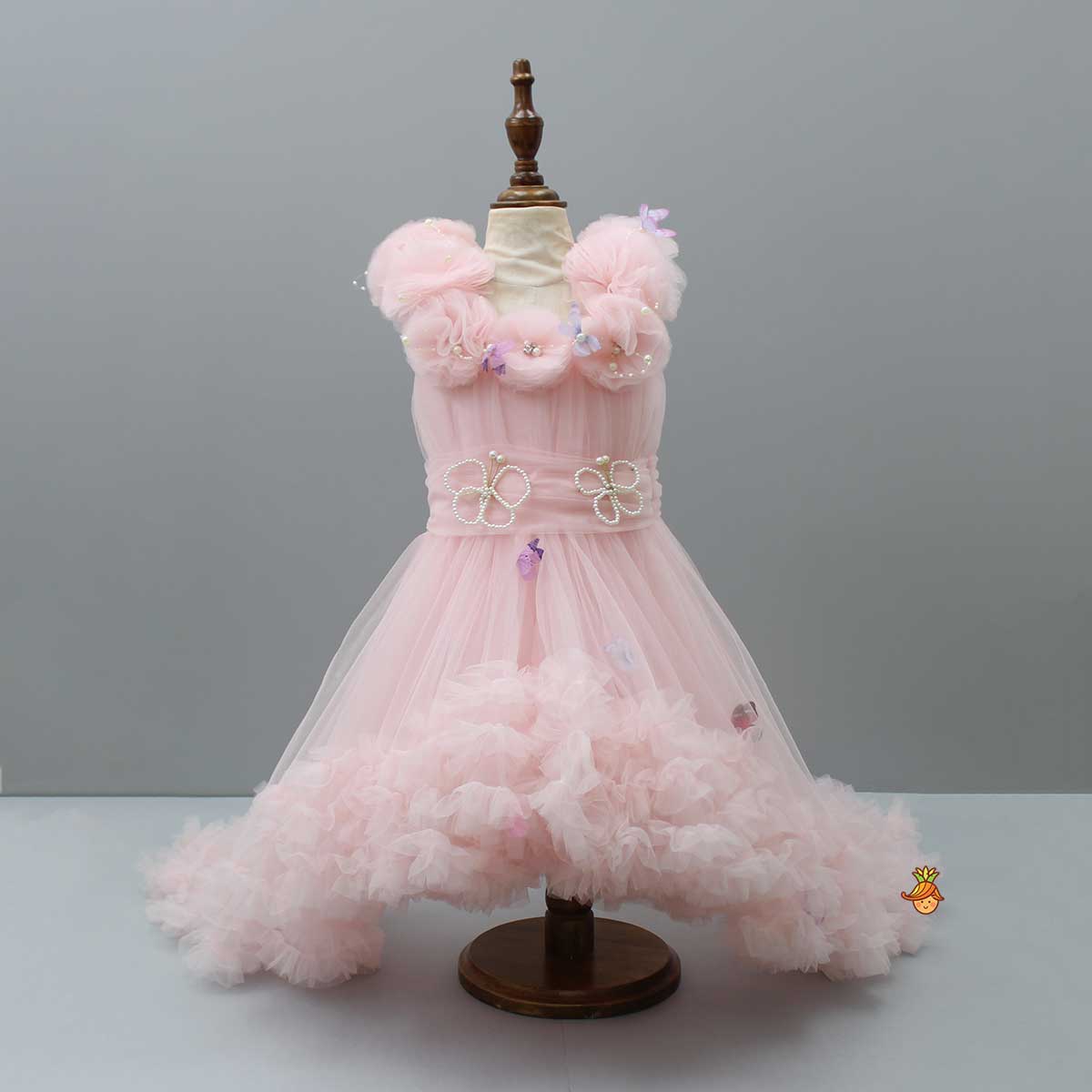 Pre Order: Butterfly Adorned Pink Trail Dress