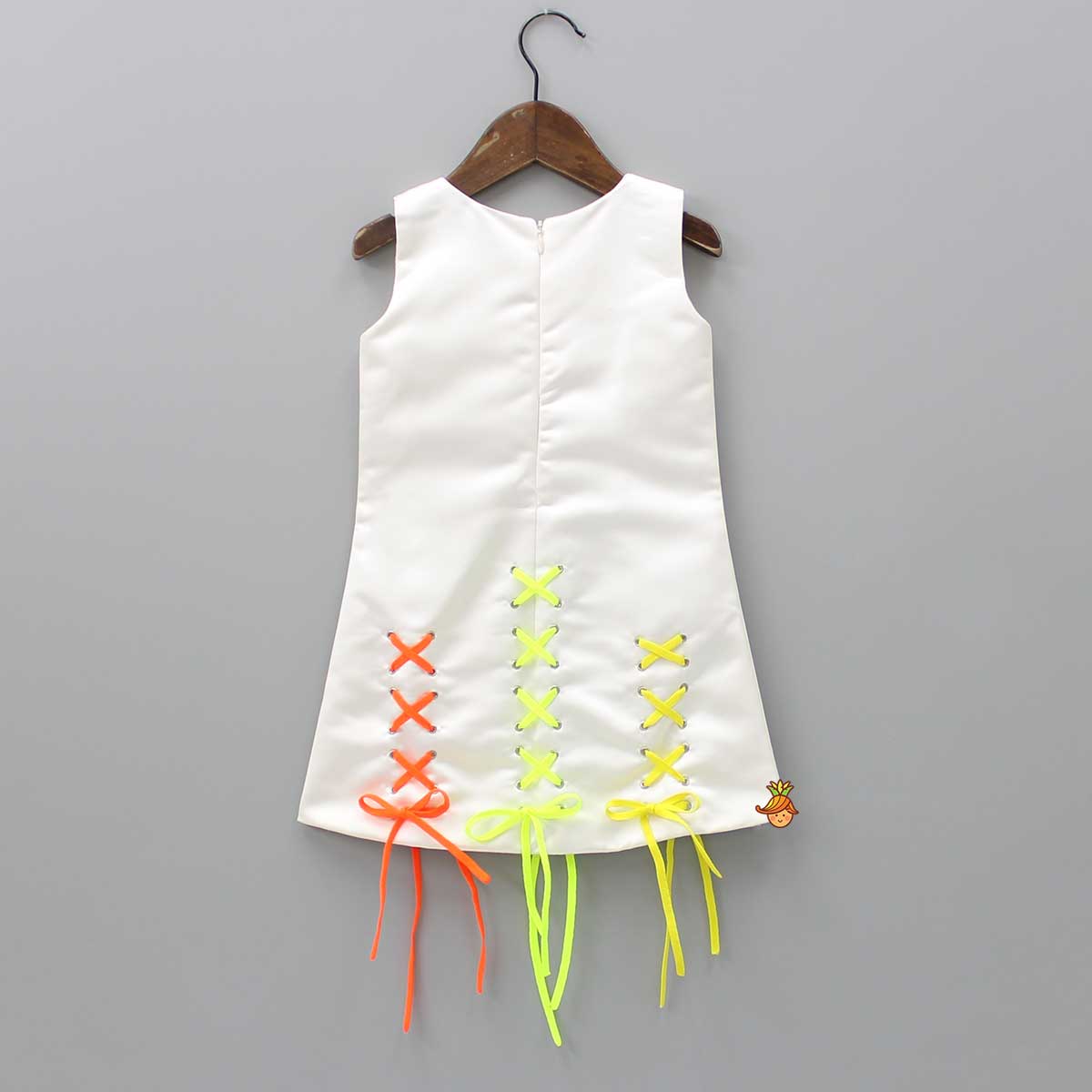 Pre Order: Off White Dress with Colourful Laces