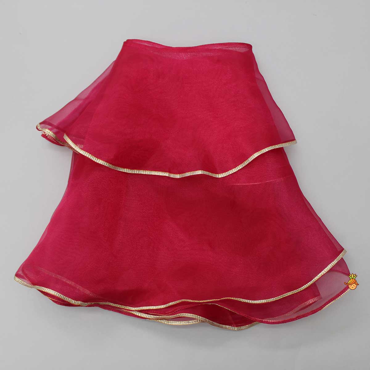 Pre Order: Gota Lacework Detail Pink Kurti And Tulip Dhoti With Matching Dupatta