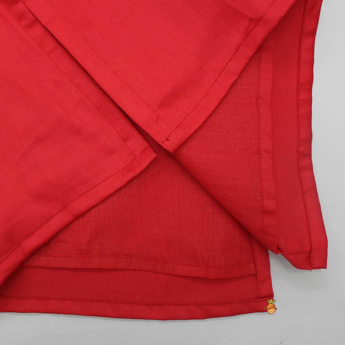Pre Order: Embroidered Yoke Red Ethnic Kurta And Pyjama