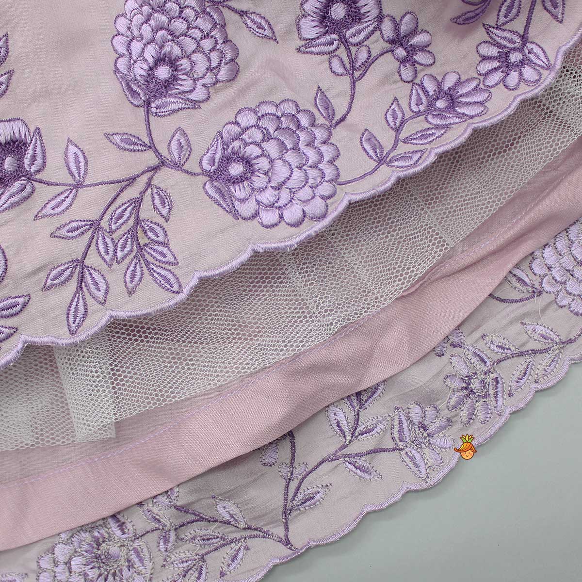 Pre Order: Thread Embroidered Lilac Top And Flared Lehenga