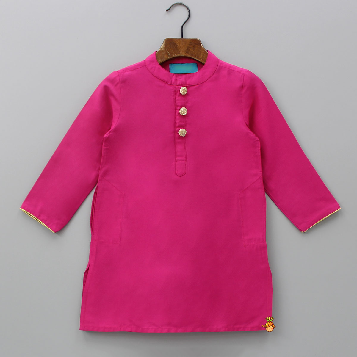 Pink Kurta With Floral Printed Chanderi Jacket And Pyjama