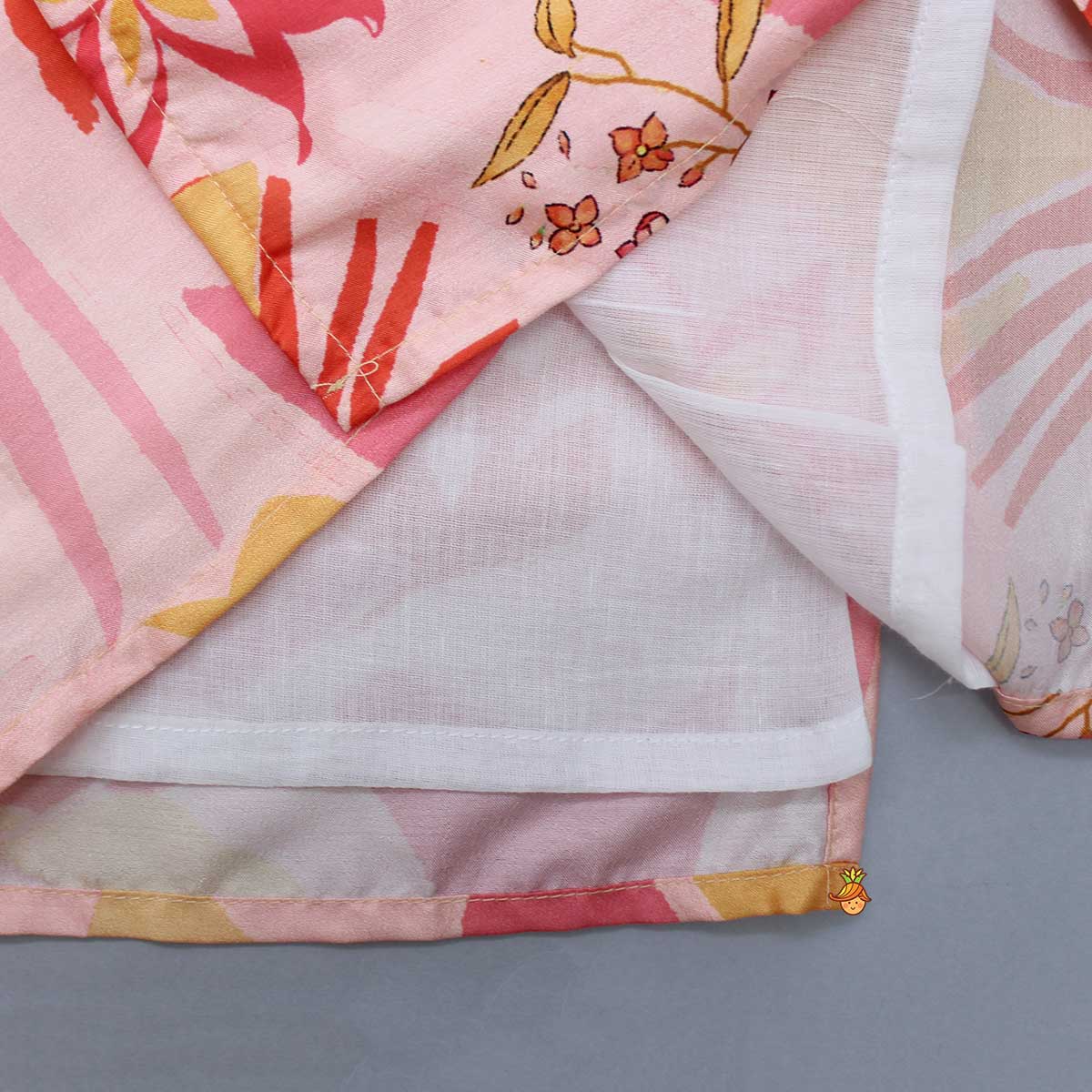 Pre Order: Floral Printed Multicoloured Kurta With White Pyjama