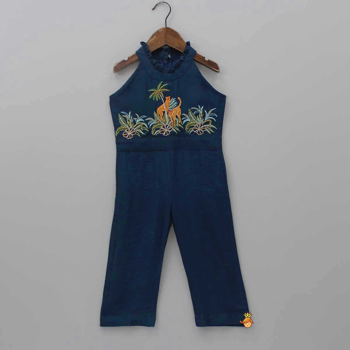Pre Order: Blue Embroidered Yoke Jumpsuit