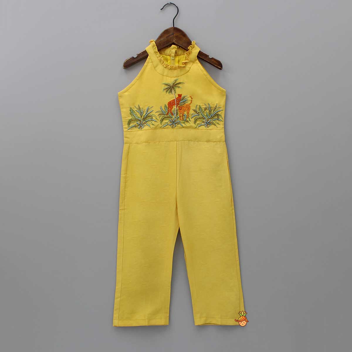 Pre Order: Embroidered Yoke Yellow Jumpsuit