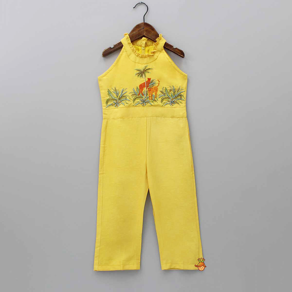 Pre Order: Embroidered Yoke Yellow Jumpsuit