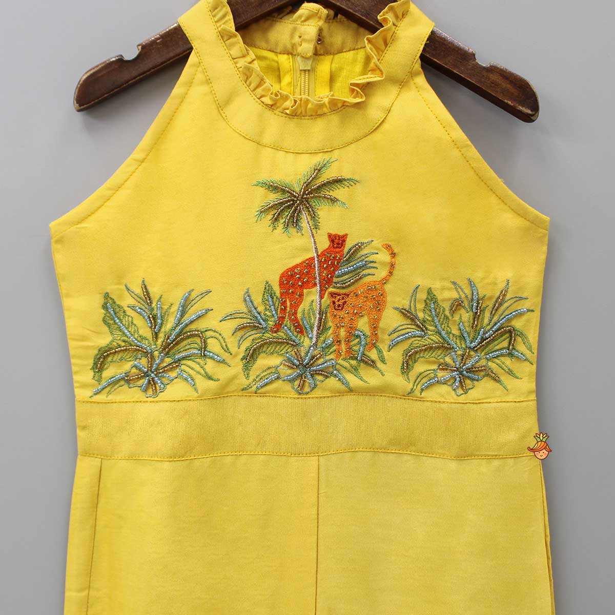 Pre Order: Embroidered Yoke Yellow Jumpsuit