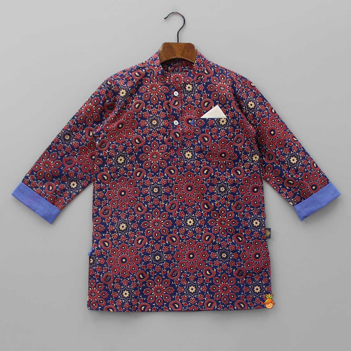 Ajrakh Printed Patch Pocket Detail Kurta