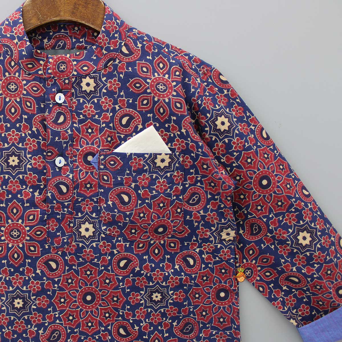 Ajrakh Printed Patch Pocket Detail Kurta