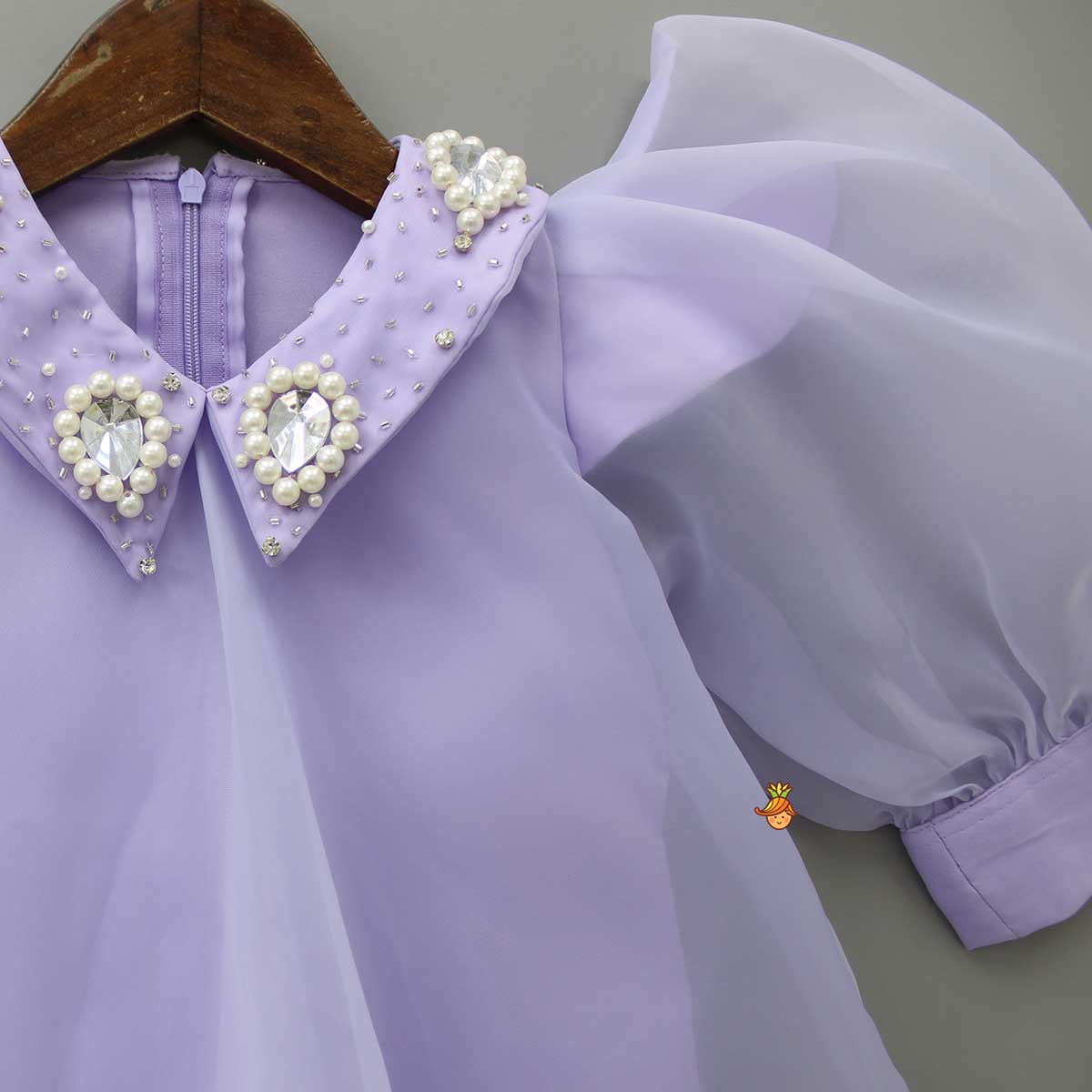 Pre Order: Puff Sleeves Organza Lavender Dress