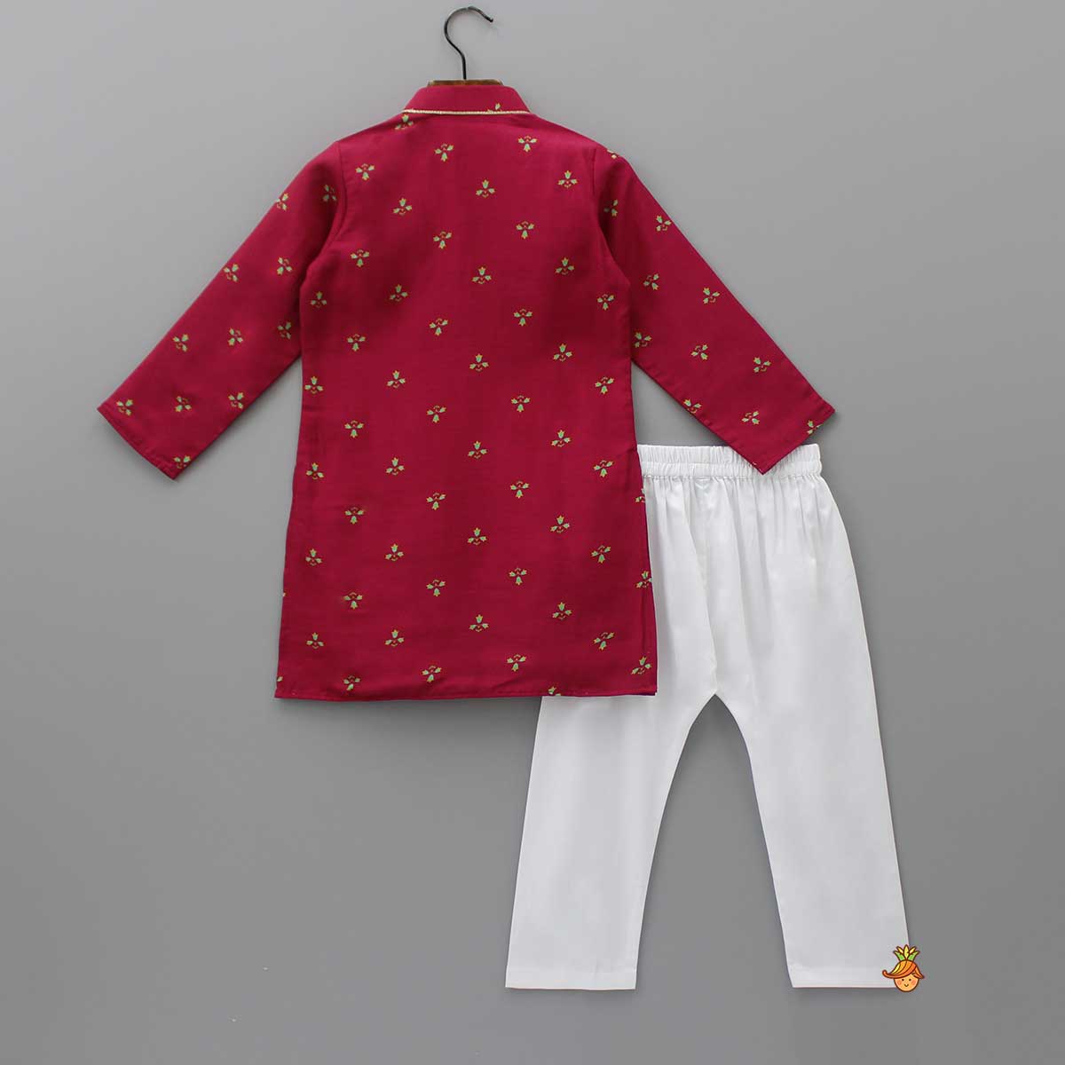 Pre Order: Floral Printed Gota Lace Detail Kurta And Pyjama