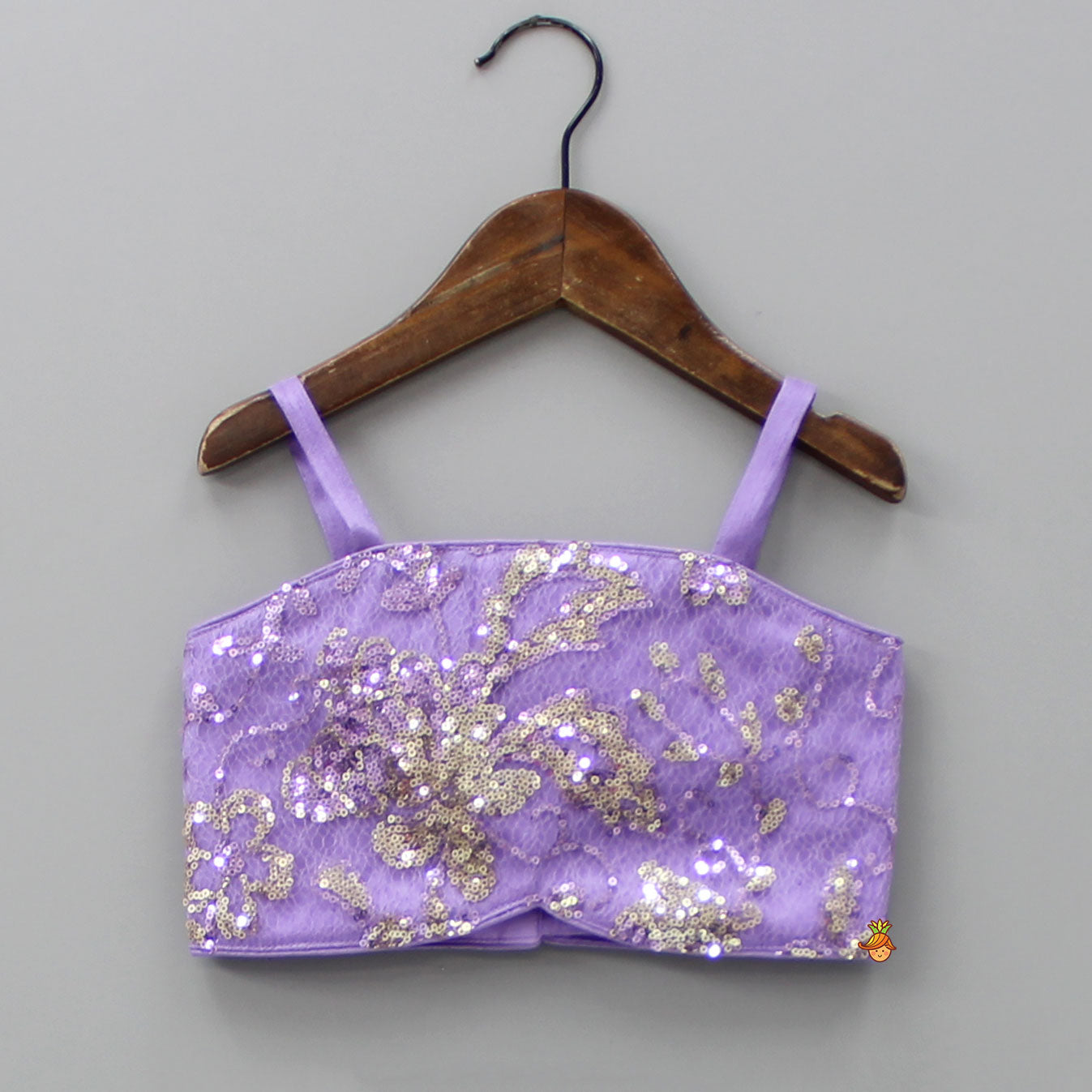 Pre Order: Sequin Detail Strappy Lavender Top And Lehenga