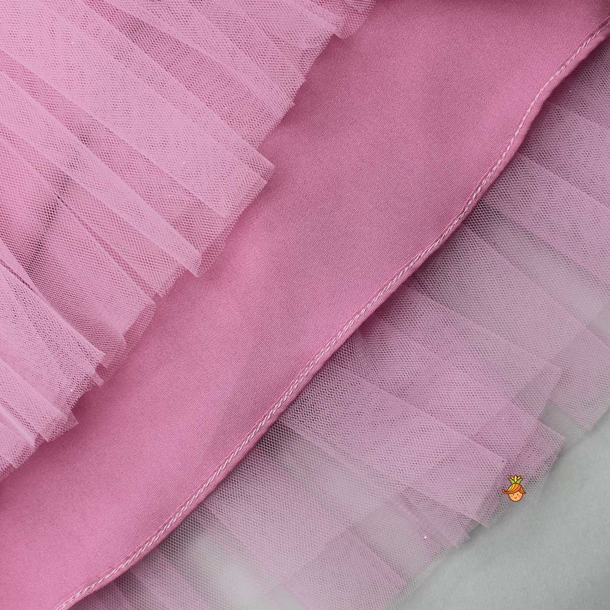 Pre Order: Dual Bow Enhanced Pink One Shoulder Dress
