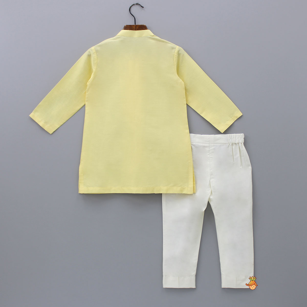 Pre Order: Yellow Hand Embroidered Placket Kurta With Pant