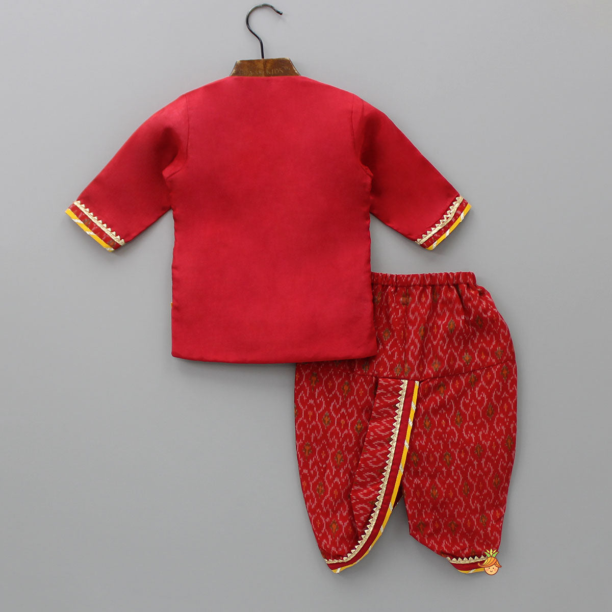 Pre Order: Embroidered Kurta Infant Baby Set With Swaddle