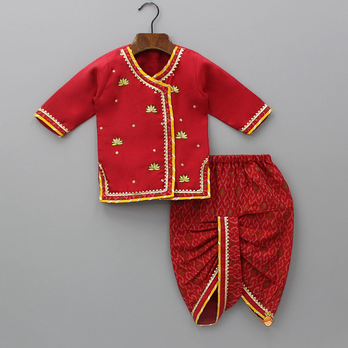 Pre Order: Embroidered Kurta Infant Baby Set With Swaddle