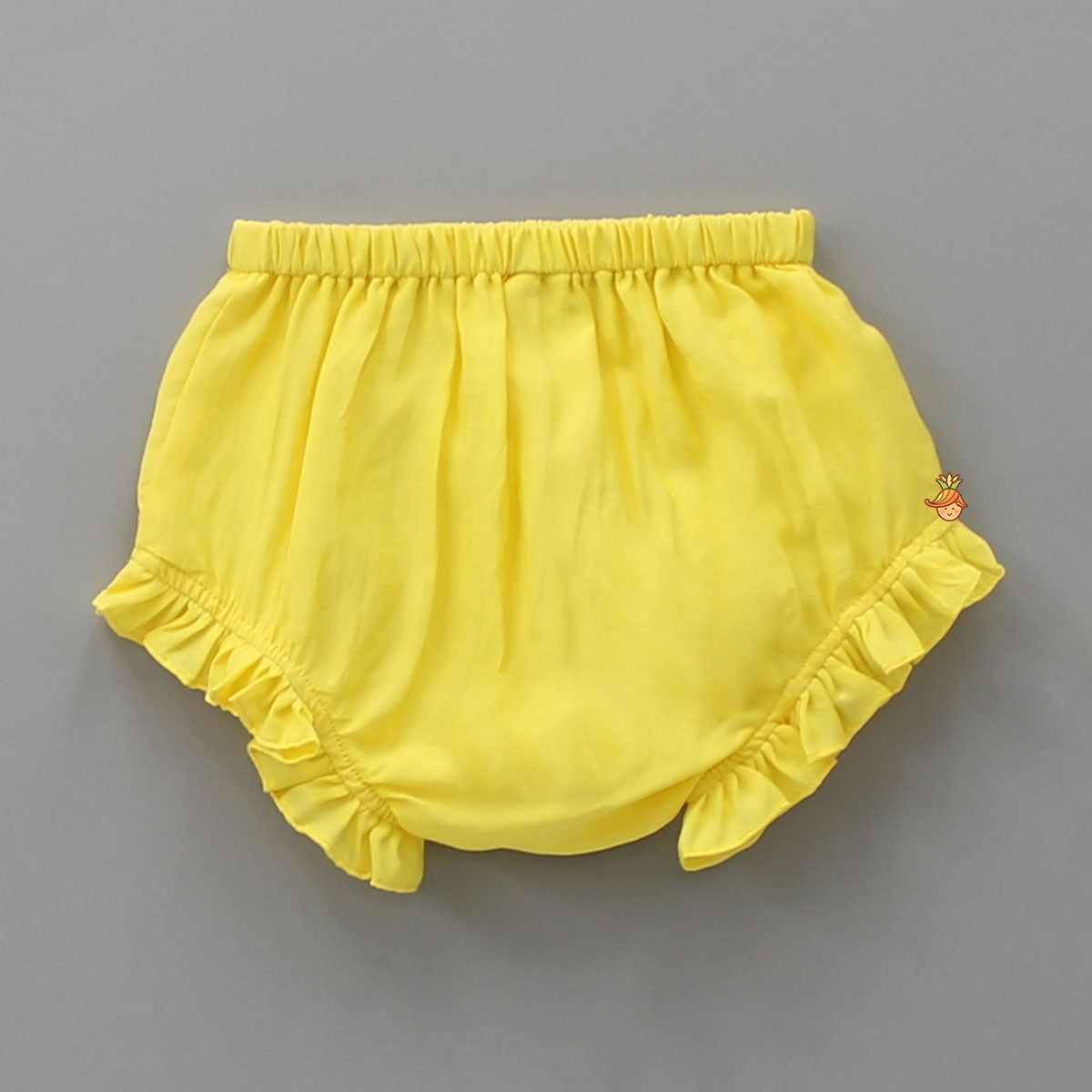 Pre Order: Yellow Top Embroidered With Pearls And Bloomer