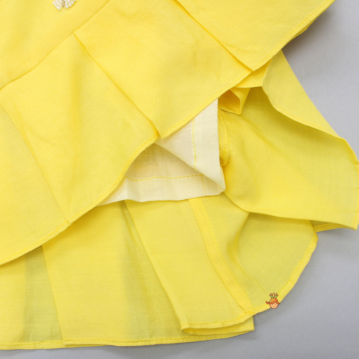 Pre Order: Yellow Top Embroidered With Pearls And Bloomer