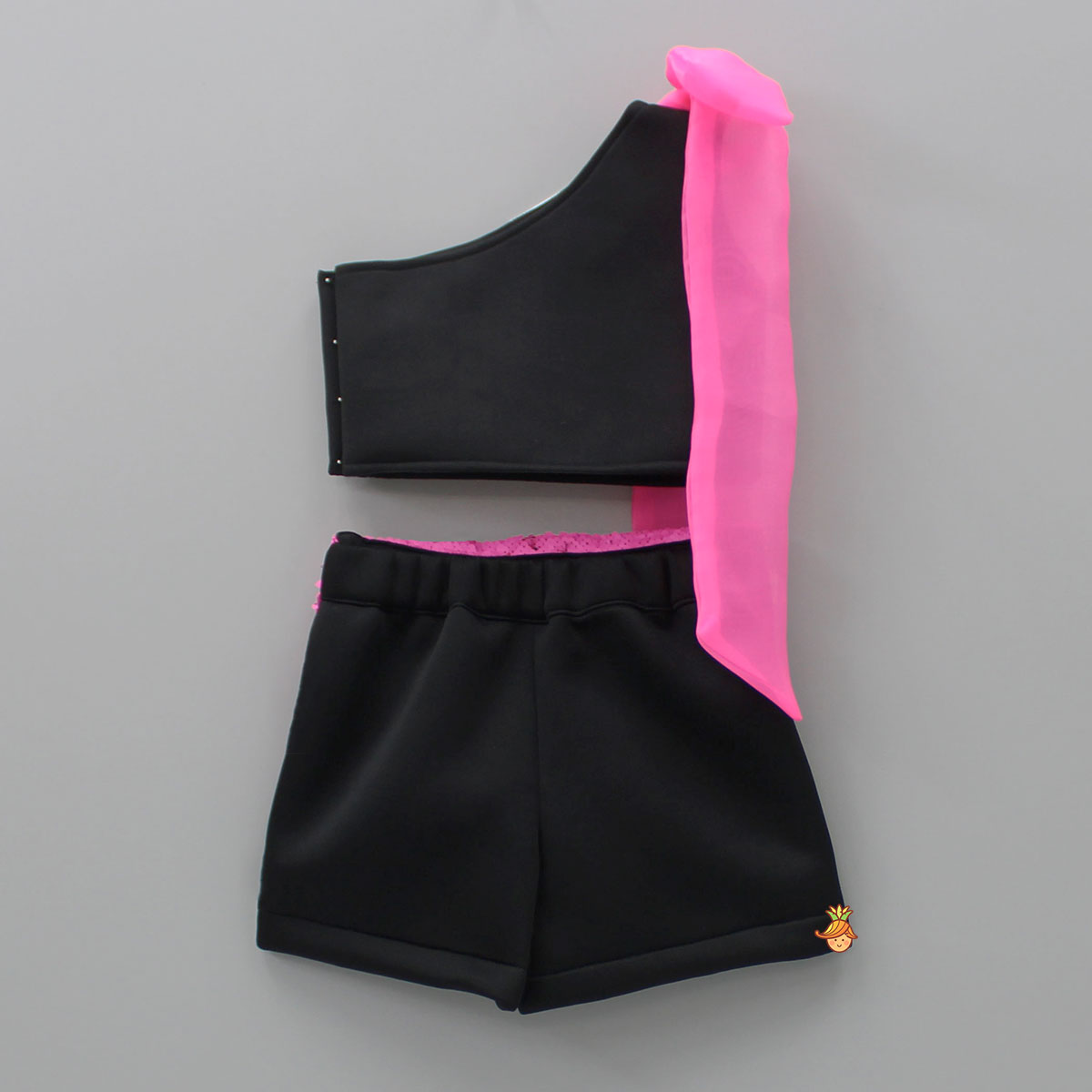 Pre Order: Dual Tone One-Shoulder Neoprene Top And Shorts