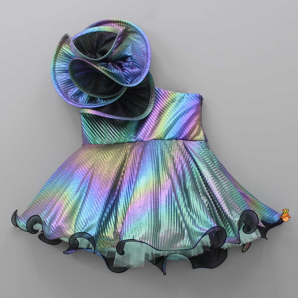 Pre Order: Pleated One Shoulder Multicolour Dress