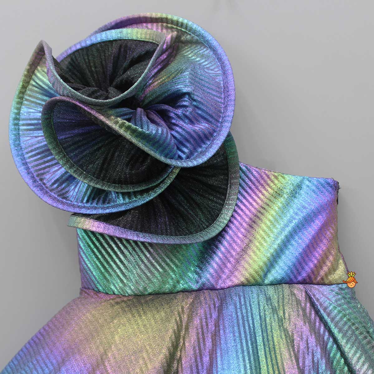 Pre Order: Pleated One Shoulder Multicolour Dress