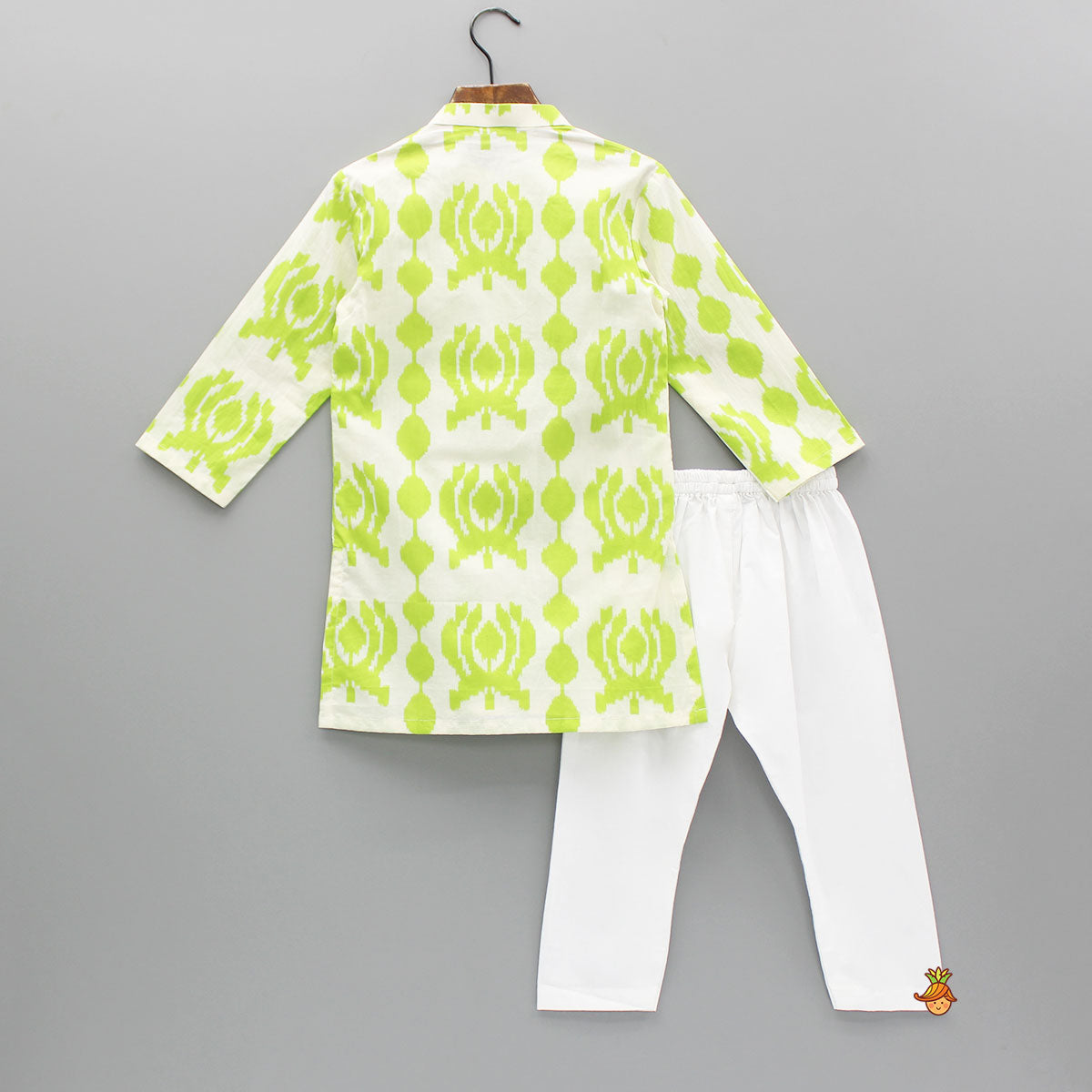 Pre Order: Dual Tone Printed Kurta And White Pyjama