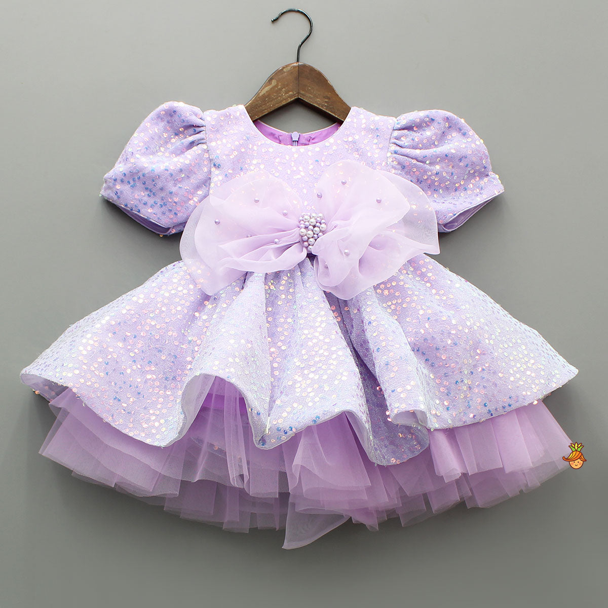Pre Order: Purple Sequin Dress Adorned With Matching Bows