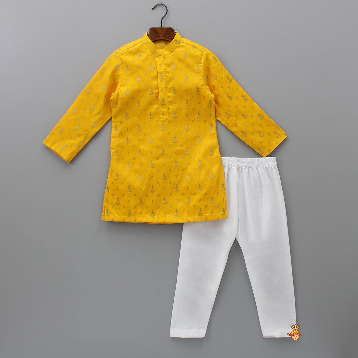 Pre Order: Brocade Kurta And Multicolored Jacket With Pyjama