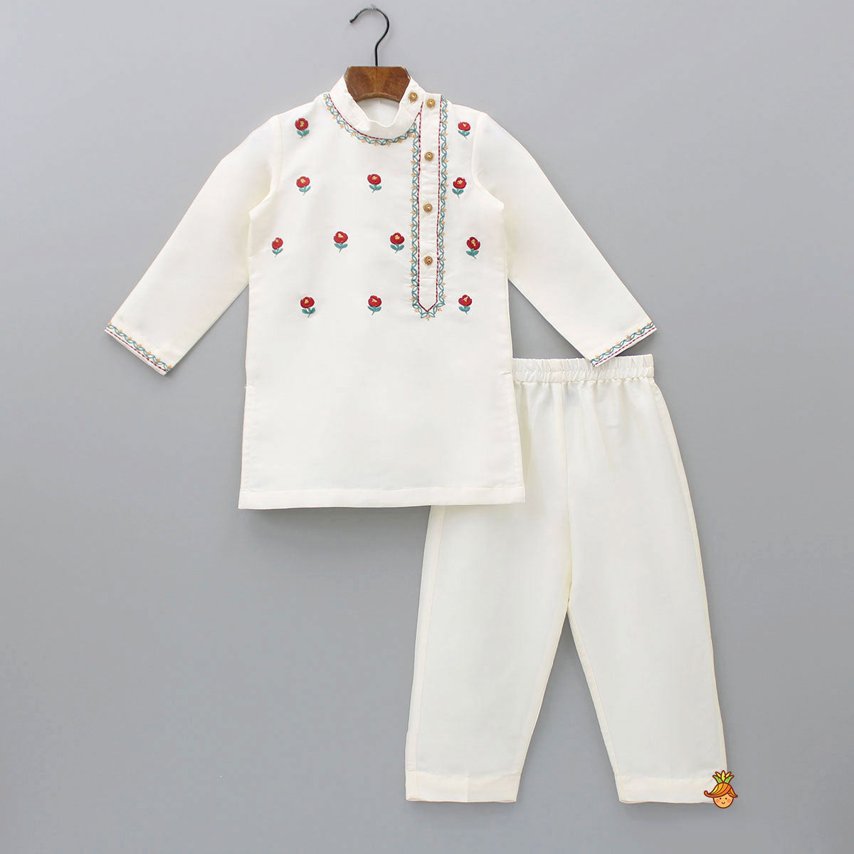 Pre Order: Thread Embroidered Stylish Kurta And Pyjama