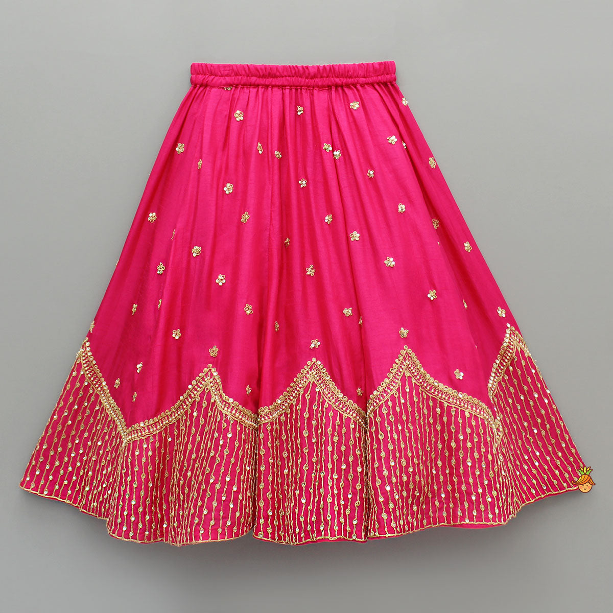 Pre Order: Sequin Embroidered Pink Top And Lehenga With Matching Net Dupatta