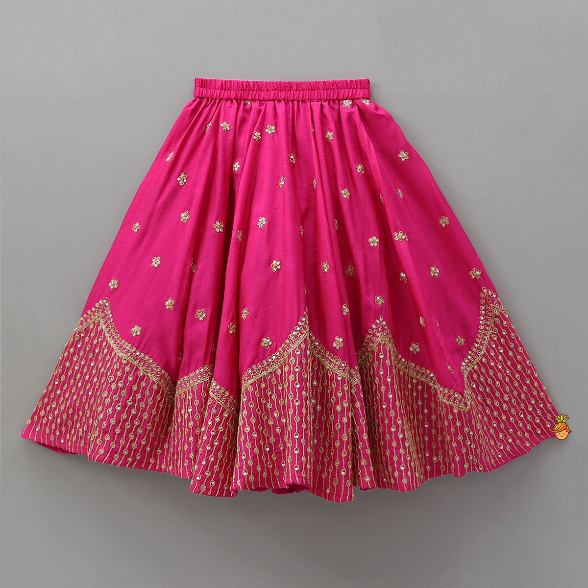 Pre Order: Sequin Embroidered Pink Top And Lehenga With Matching Net Dupatta