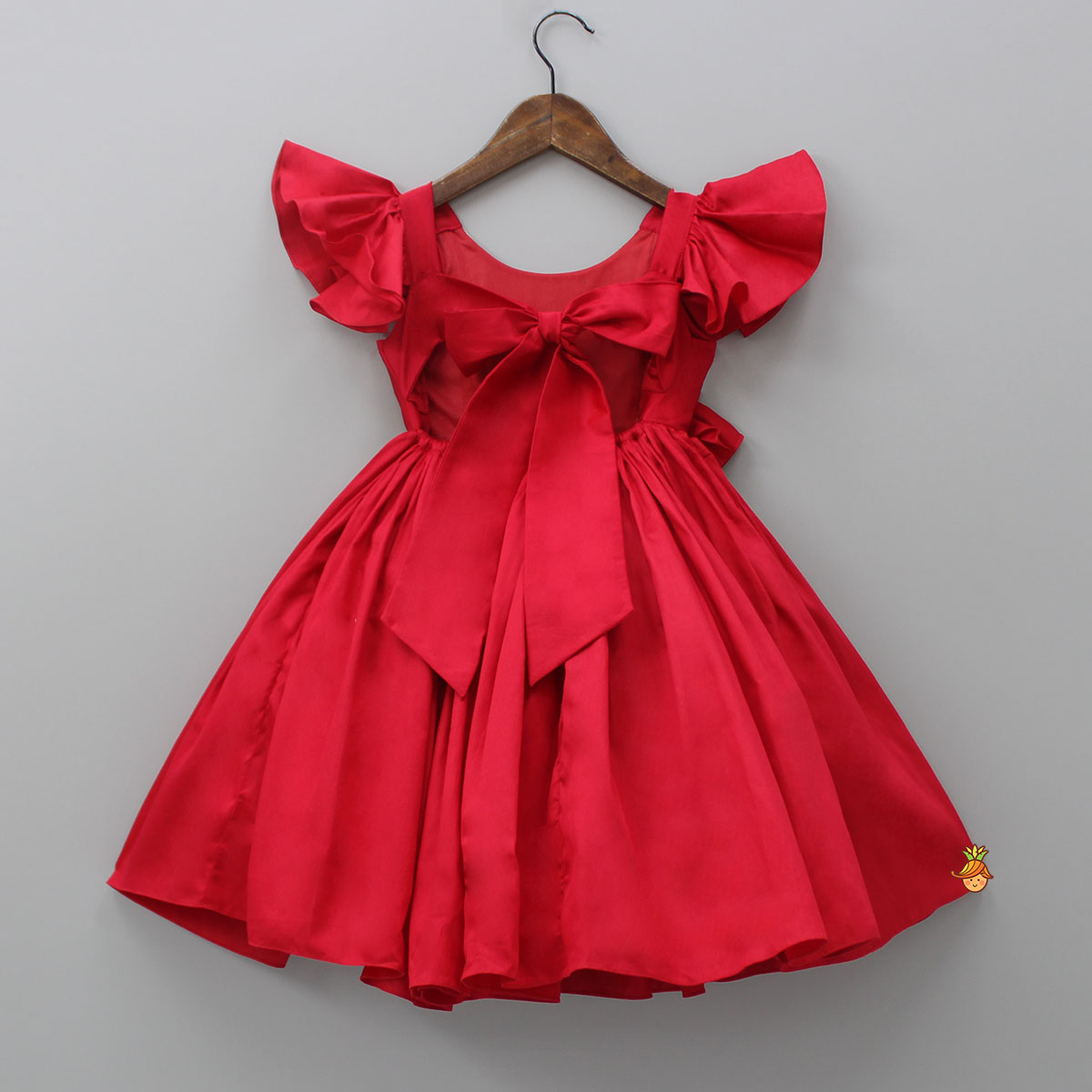 Pre Order: Red Hand Embroidered Frilly Dress