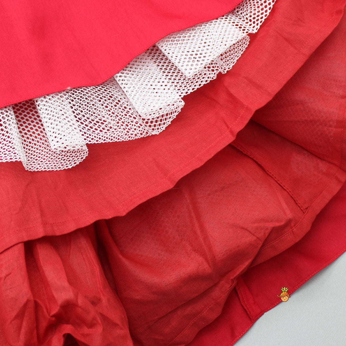 Pre Order: Red Hand Embroidered Frilly Dress