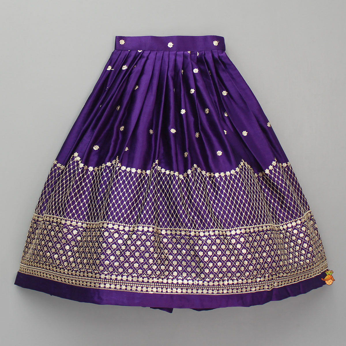 Pre Order: Sequin Embroidered Purple Top And Lehenga With Matching Net Dupatta