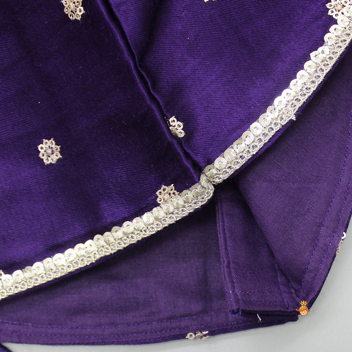 Pre Order: Sequin Embroidered Purple Top And Lehenga With Matching Net Dupatta