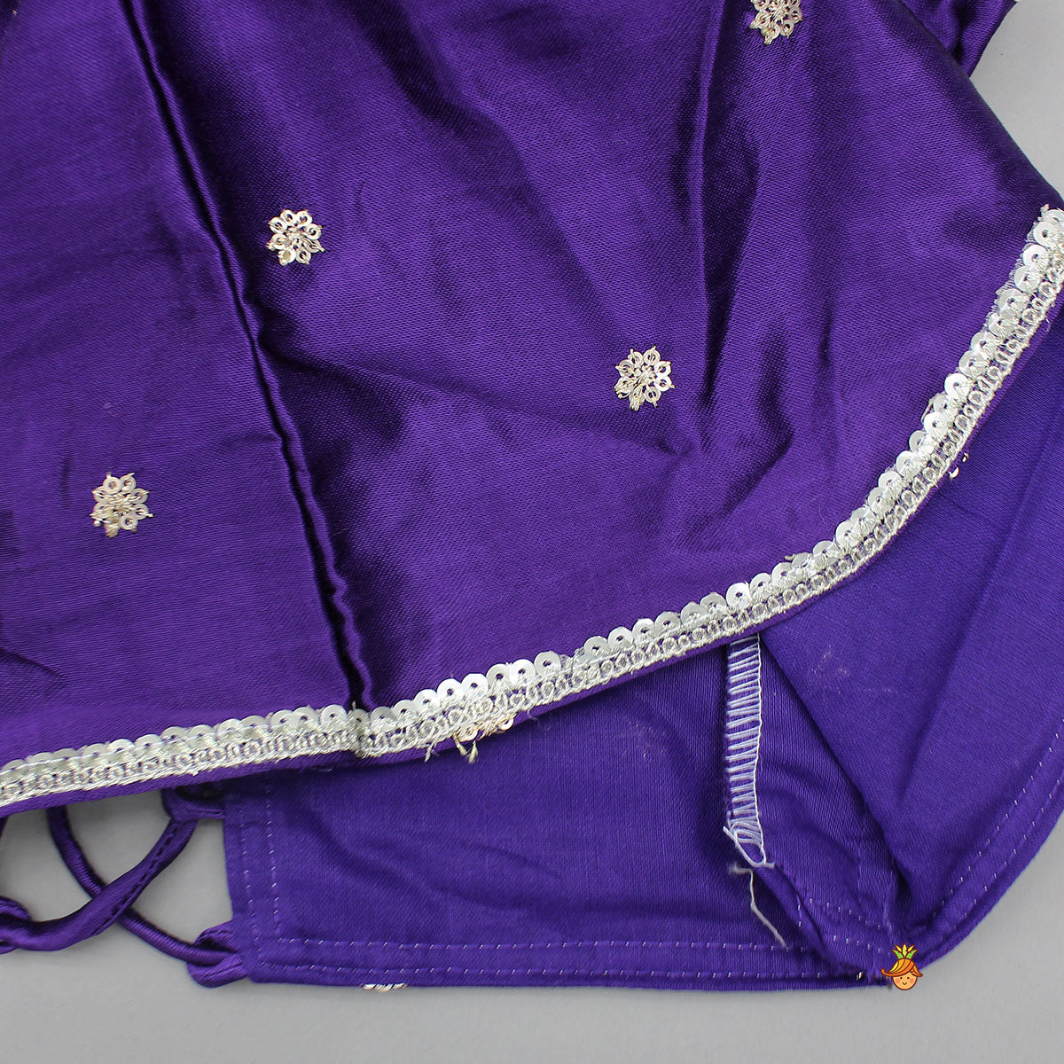 Pre Order: Sequin Embroidered Purple Top And Lehenga With Matching Net Dupatta