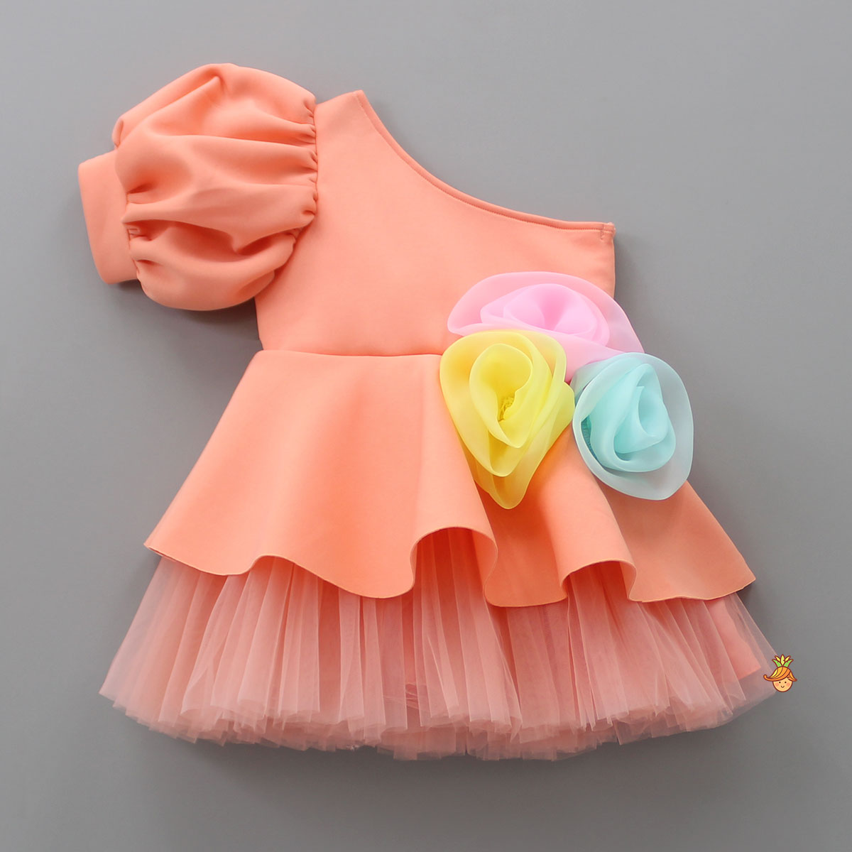 Pre Order: One Shoulder Neoprene Layered Peach Dress