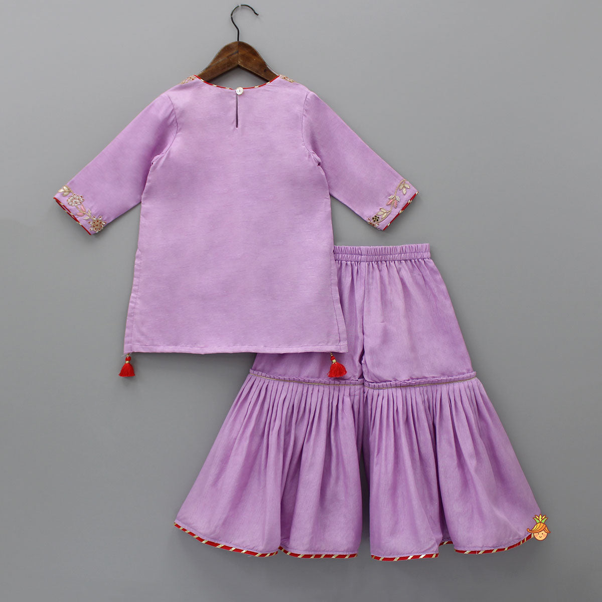 Pre Order: Embroidered Lavender Kurti And Sharara