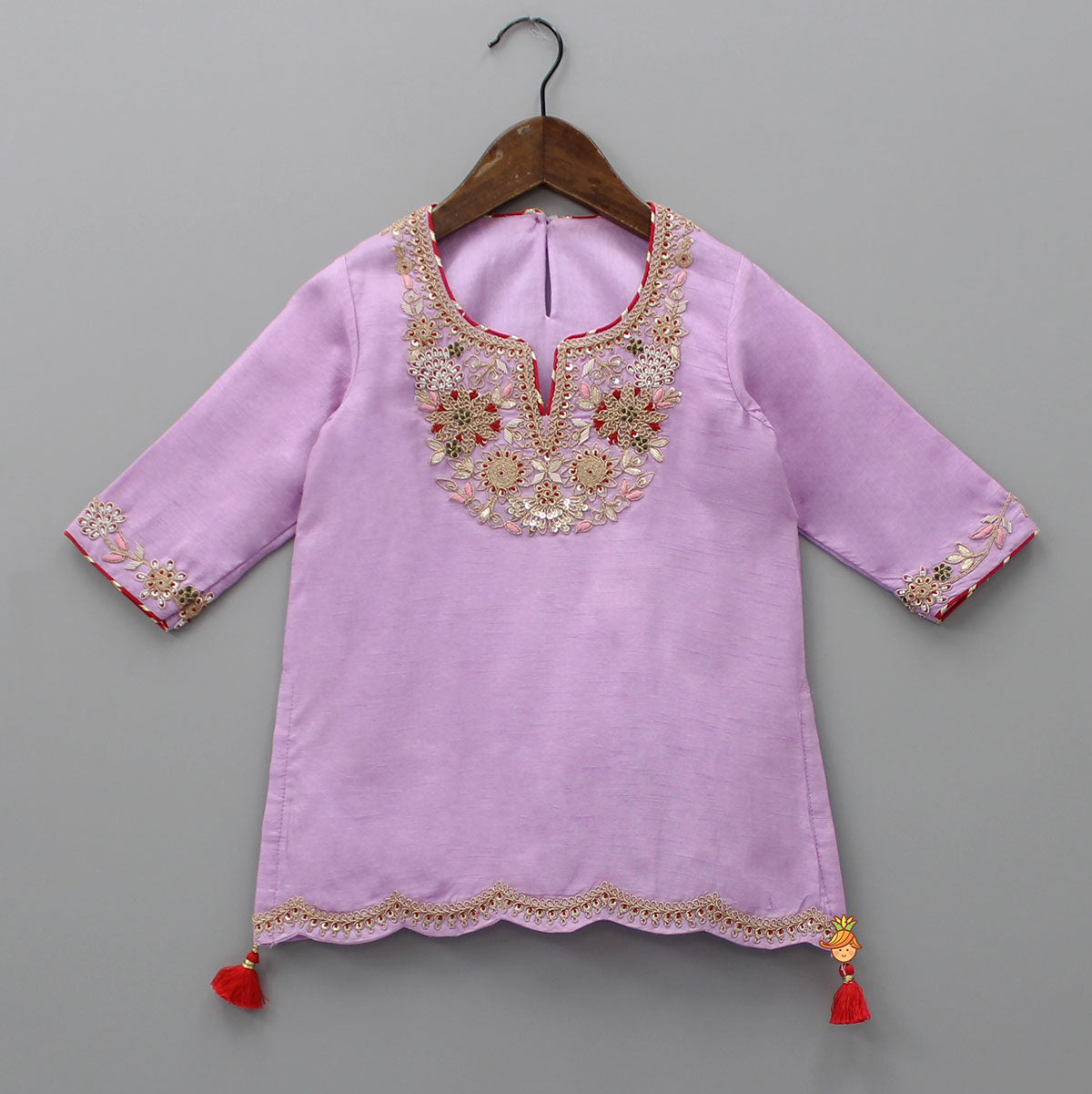 Pre Order: Embroidered Lavender Kurti And Sharara