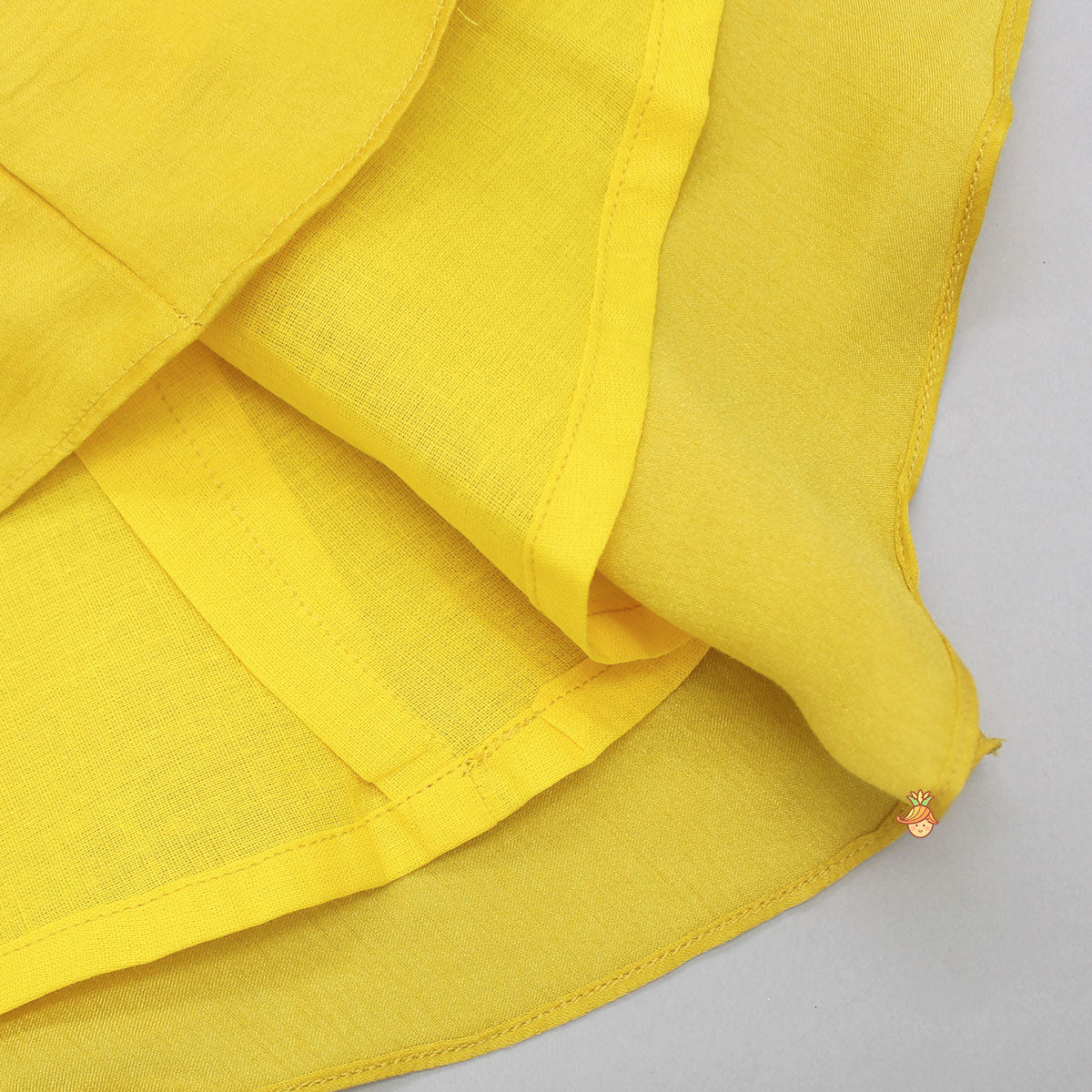 Pre Order: Umbrella Flared Hem Yellow Kurti And Palazzo With Net Dupatta