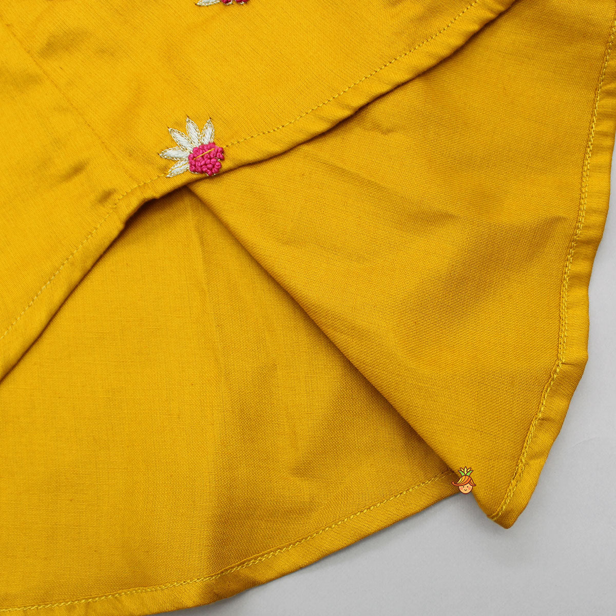 Pre Order: Mustard One Side Embroidered Kurta With Pyjama