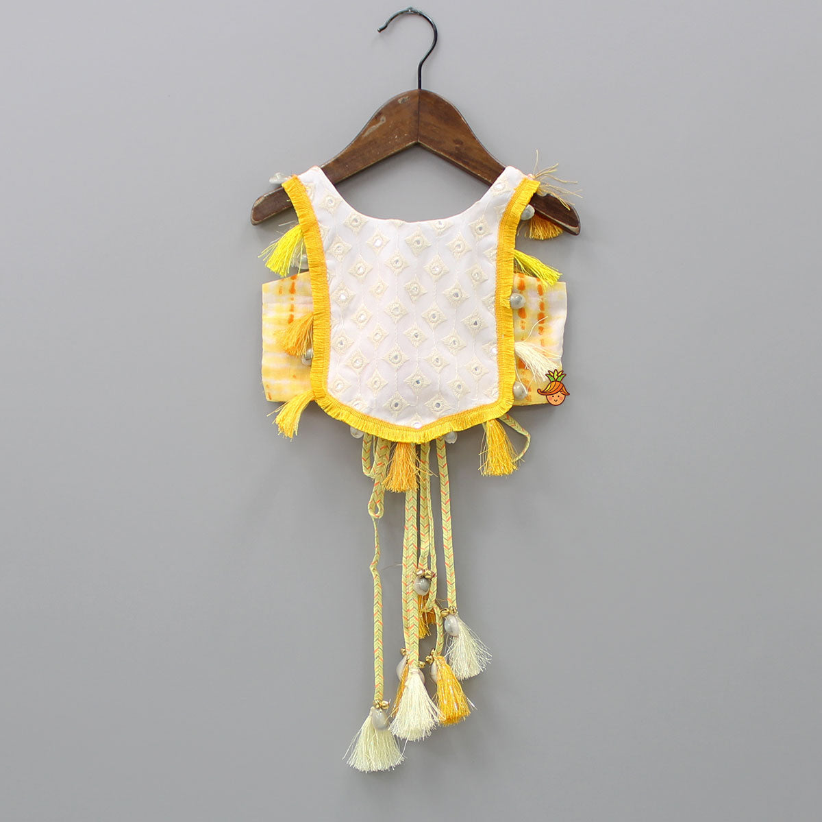 Pre Order: Stylish Faux Mirror Work Top With Shibori Tie And Dye Sharara