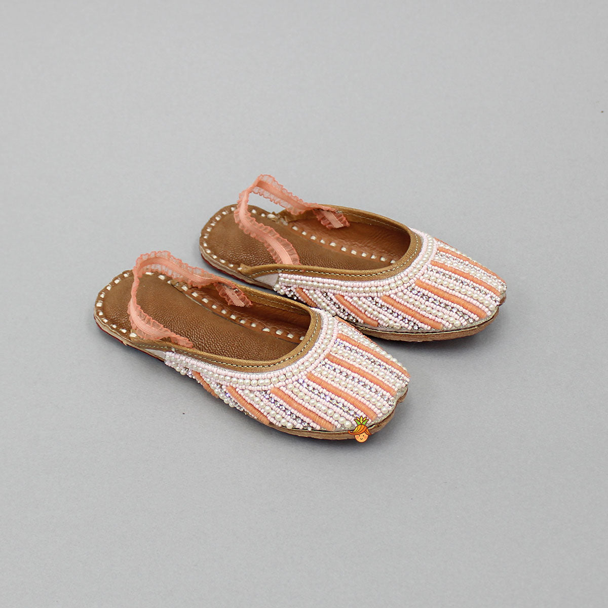 Peach Embroidered Jutti