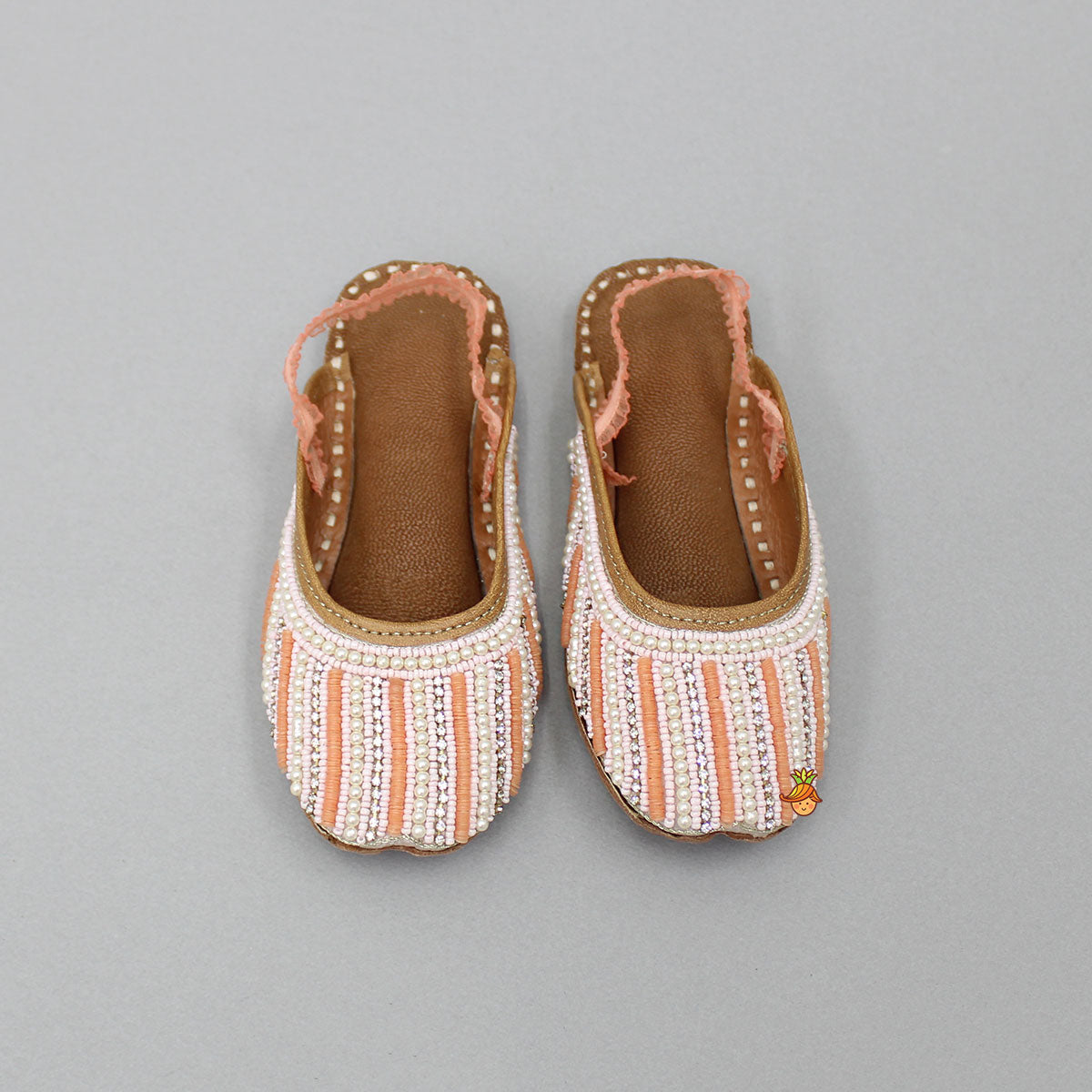 Peach Embroidered Jutti