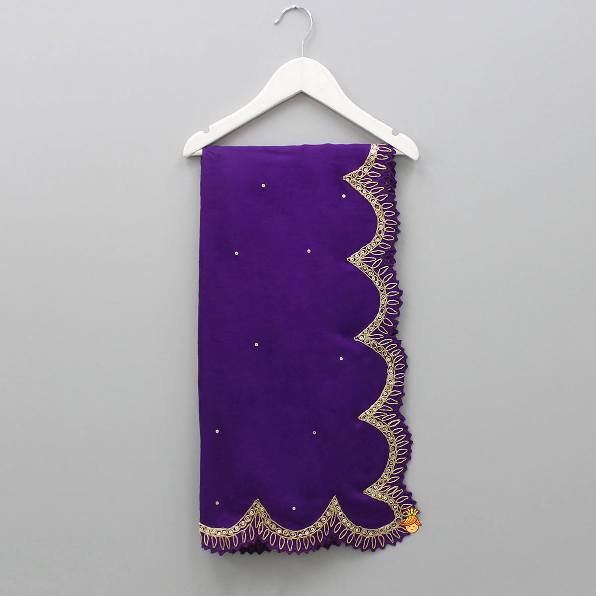 Embroidered Scalloped Purple Dupatta