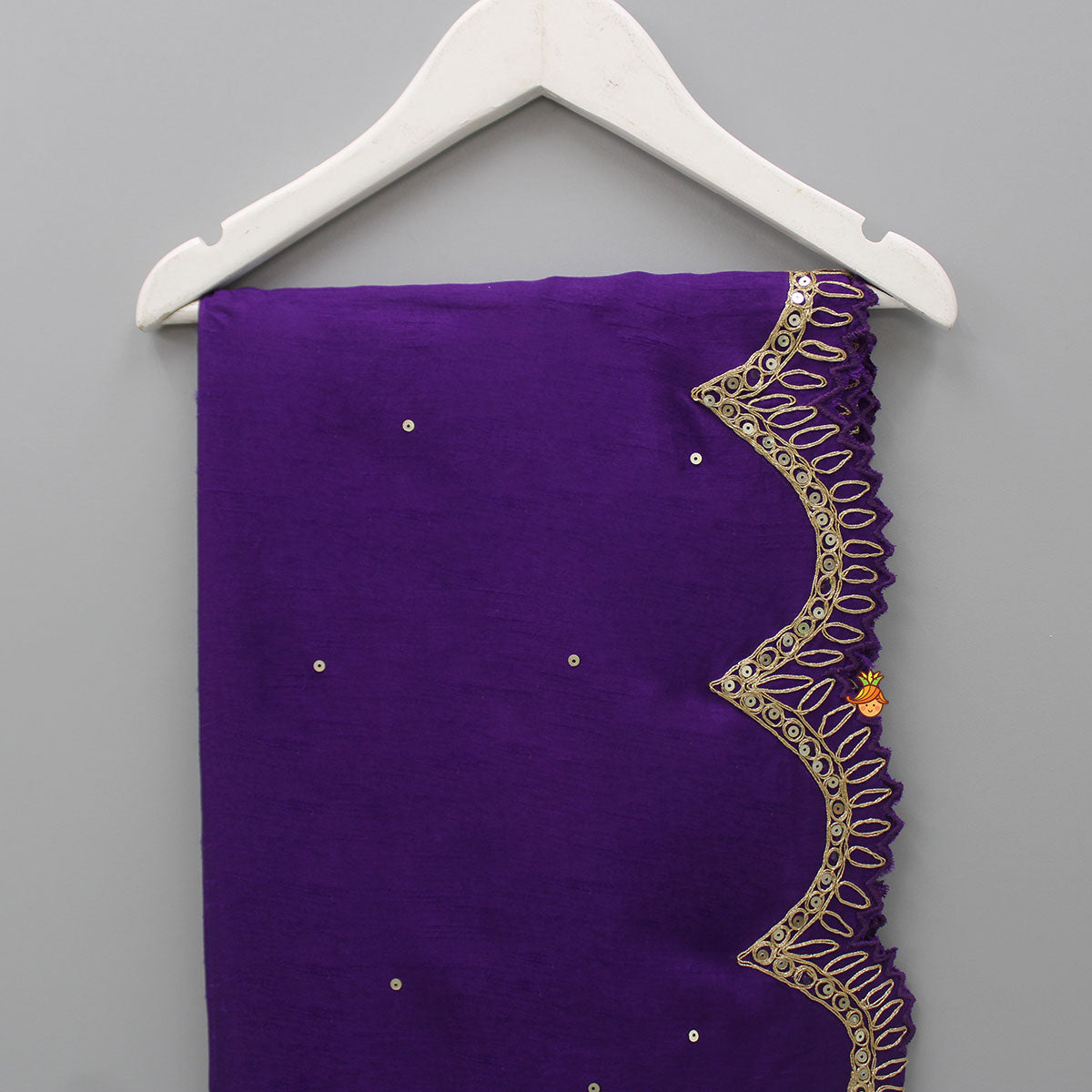 Embroidered Scalloped Purple Dupatta