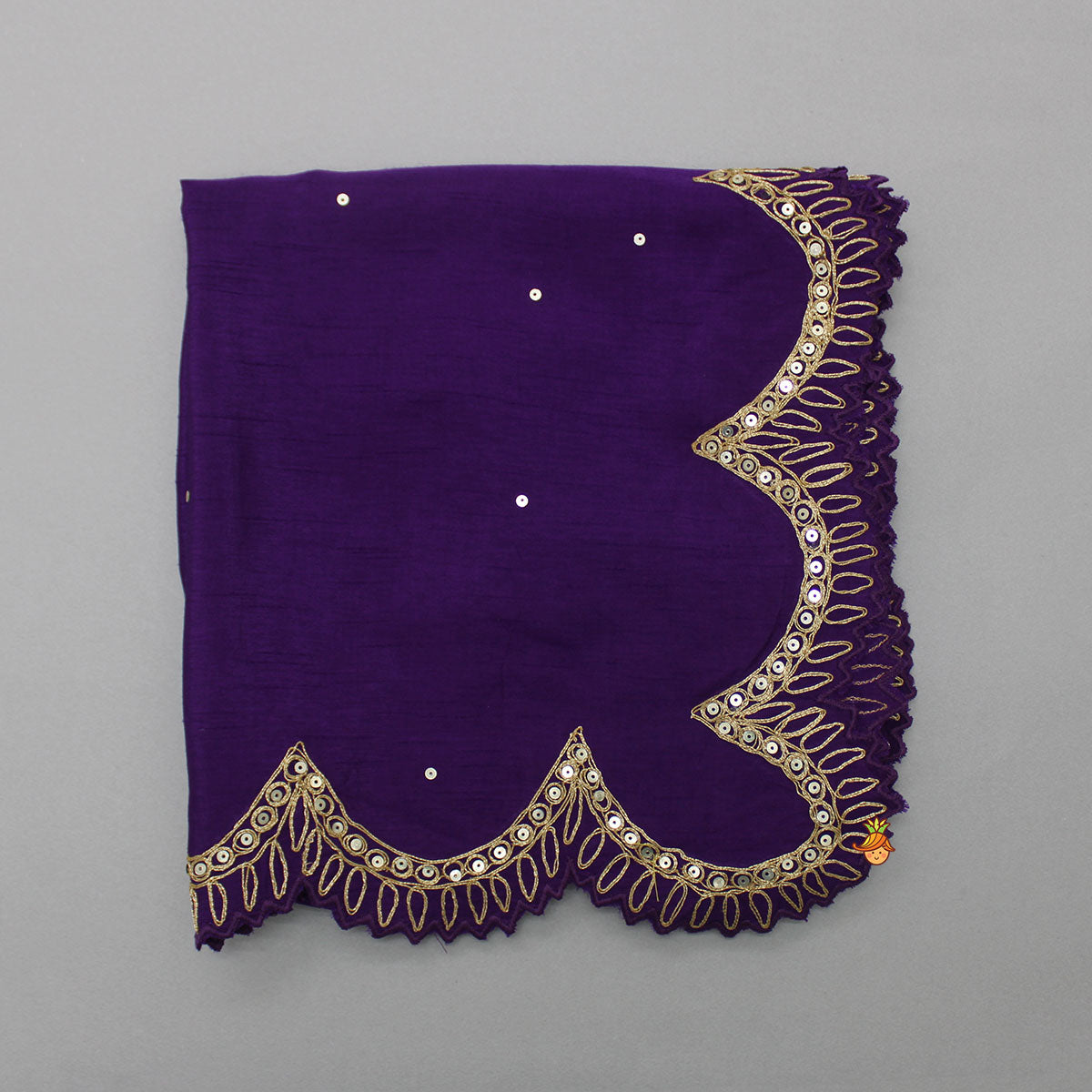 Embroidered Scalloped Purple Dupatta